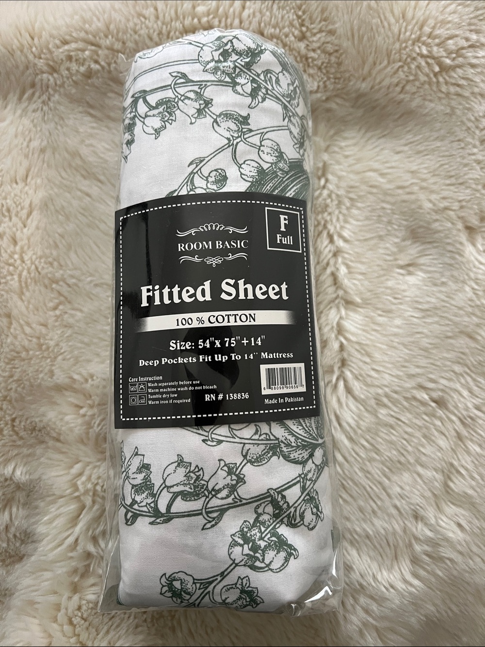 Room Basic Full Fitted Sheet 100% Cotton- NWT